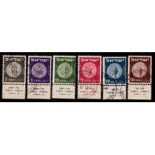 1949 - Israel - Michel 22-27 - Frimærker med tab - Gamle mønter - Komplet sæt - Stemplet.